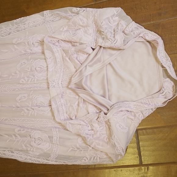 Tea N Rose Womens Shortsleeve Sheer Lined Lavender Maxi Dress - Picture 12 of 12